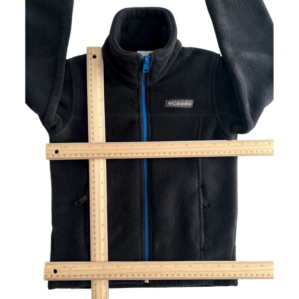 Columbia Jacket XXS 4/5 Boys Fleece  Black Blue Full Zip Soft Warm Youth